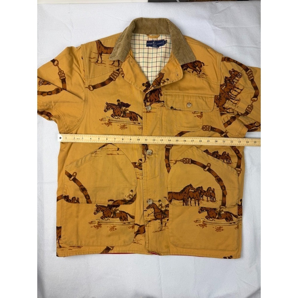 Vintage Ralph Lauren Polo Equestrian Print Chore Jacket Tan M - READ - Picture 3 of 16